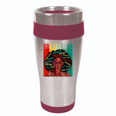 Black God Says I Am Black History Juneteenth Melanin 16oz Travel Tumbler