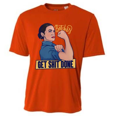 Bitches Get Shit Done Aoc Alexandria Ocasio Cortez Gift Cooling Performance Crew T-Shirt