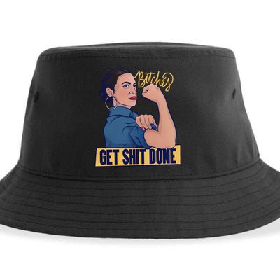 Bitches Get Shit Done Aoc Alexandria Ocasio Cortez Gift Sustainable Bucket Hat