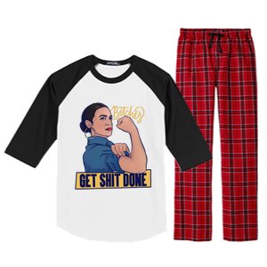 Bitches Get Shit Done Aoc Alexandria Ocasio Cortez Gift Raglan Sleeve Pajama Set