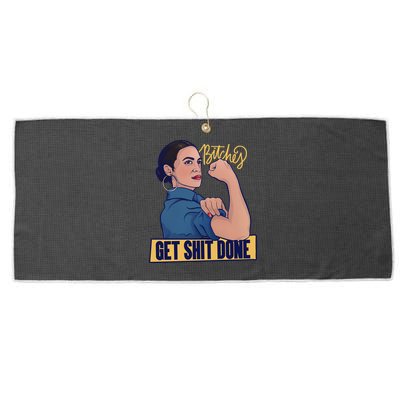 Bitches Get Shit Done Aoc Alexandria Ocasio Cortez Gift Large Microfiber Waffle Golf Towel