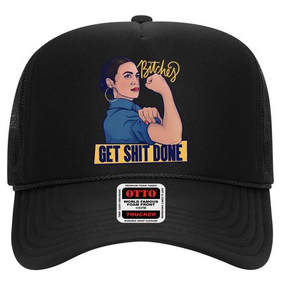 Bitches Get Shit Done Aoc Alexandria Ocasio Cortez Gift Trucker Hat