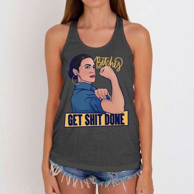 Bitches Get Shit Done Aoc Alexandria Ocasio Cortez Gift Women's Knotted Racerback Tank