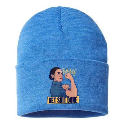 Bitches Get Shit Done Aoc Alexandria Ocasio Cortez Gift Sustainable Knit Beanie