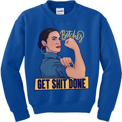 Bitches Get Shit Done Aoc Alexandria Ocasio Cortez Gift Kids Sweatshirt