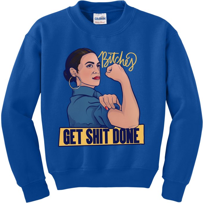 Bitches Get Shit Done Aoc Alexandria Ocasio Cortez Gift Kids Sweatshirt