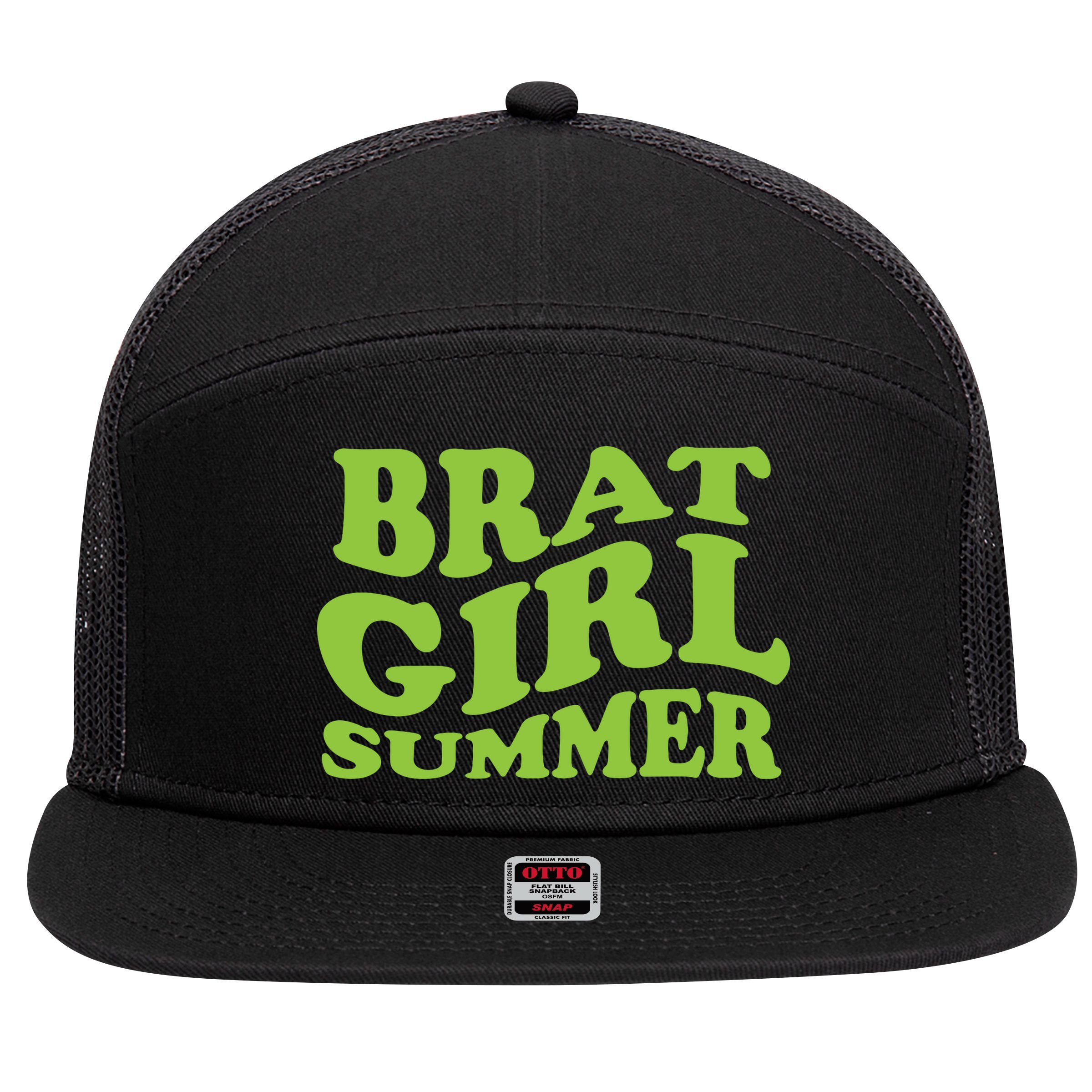Brat Girl Summer Cute Retro Summer 7 Panel Mesh Trucker Snapback Hat