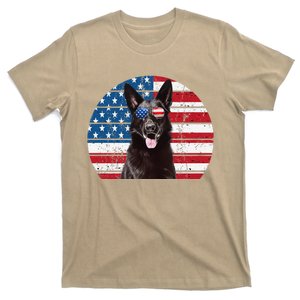 Black German Shepherd American Flag 4th July Gsd Dog Dad Mom T-Shirt