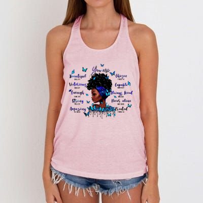 Black God Says I Am Afro Christian Religious Gift Funny Gift Women's Knotted Racerback Tank