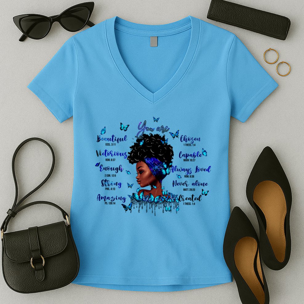 Black God Says I Am Afro Christian Religious Gift Funny Gift Women's V-Neck T-Shirt