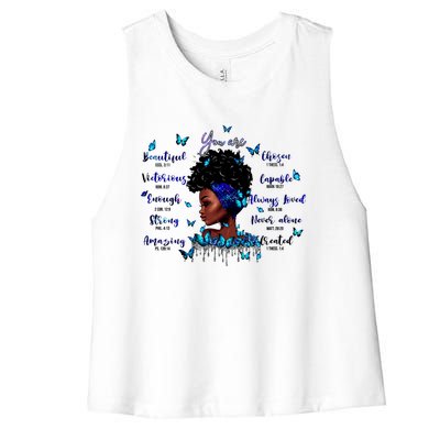 Black God Says I Am Afro Christian Religious Gift Funny Gift Women's Racerback Cropped Tank