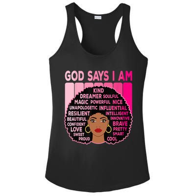 Black God Says I Am Black Melanin History Month Pride Great Gift Ladies PosiCharge Competitor Racerback Tank
