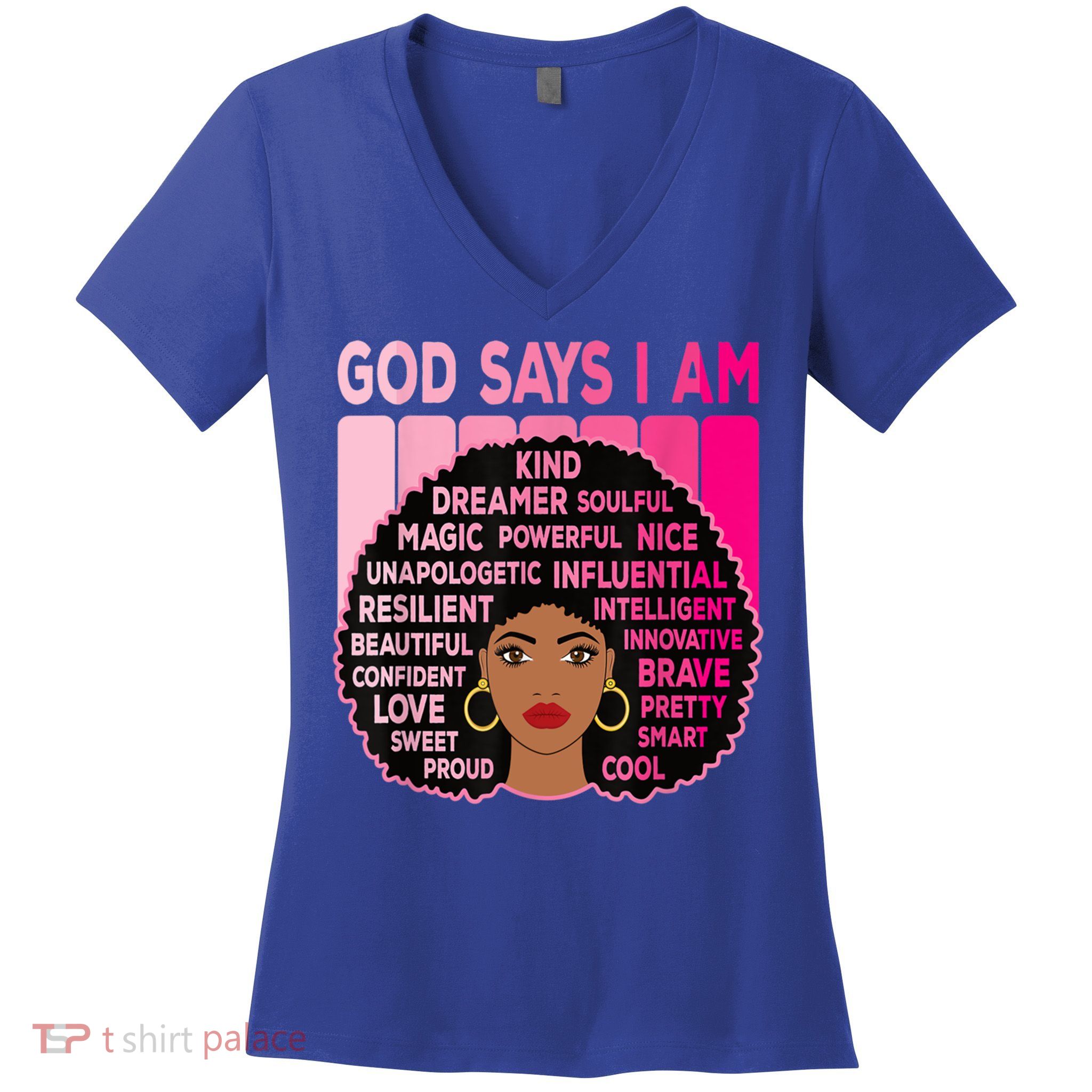 Black God Says I Am Black Melanin History Month Pride Great Gift Women's V-Neck T-Shirt