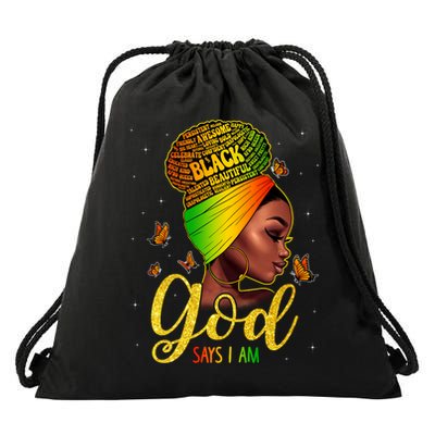 Black God Says I Am Juneteenth Black History Month Blm Gift Drawstring Bag