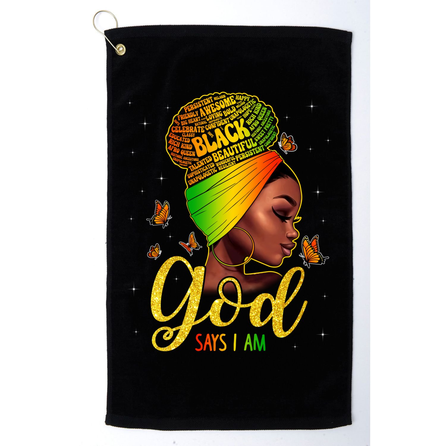 Black God Says I Am Juneteenth Black History Month Blm Gift Golf Towel