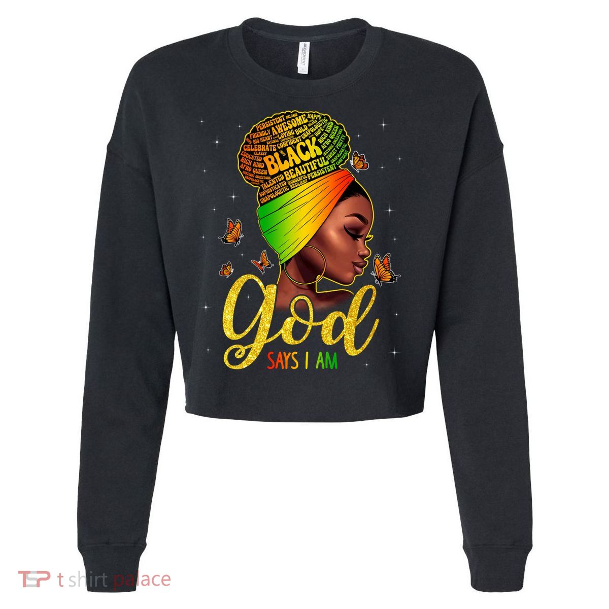 Black God Says I Am Juneteenth Black History Month Blm Gift Cropped Pullover Crew
