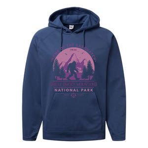 Bigfoot Great Smoky Mountain Wilderness Sasquatch Gift Performance Fleece Hoodie