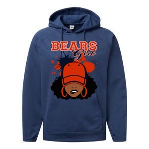 Bears Girl Sports Fan Team Spirit Performance Fleece Hoodie