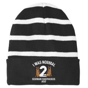 Best German Shepherd Art Women Dog Lover German Shepherd Striped Beanie with Solid Band