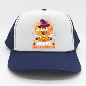 Boo Ghost Scary Pumpkin Moon Witch Fennec Fox Halloween Gift Trucker Hat