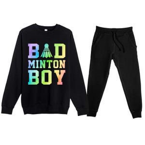 Badminton Graphic Shuttlecock Badminton Player Sport Cool Gift Premium Crewneck Sweatsuit Set