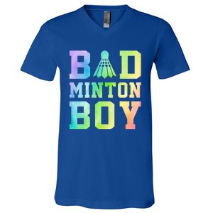 Badminton Graphic Shuttlecock Badminton Player Sport Cool Gift V-Neck T-Shirt