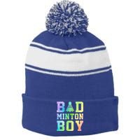 Badminton Graphic Shuttlecock Badminton Player Sport Cool Gift Stripe Pom Pom Beanie