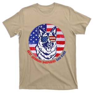 Best German Shepherd Dad Ever American Flag Dog Fathers Day T-Shirt