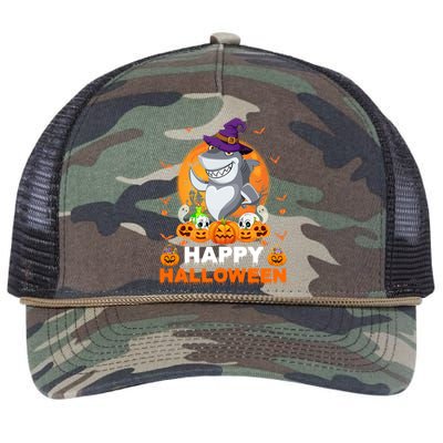 Boo Ghost Scary Pumpkin Moon Witch Shark Halloween Gift Retro Rope Trucker Hat Cap