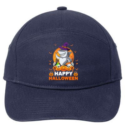 Boo Ghost Scary Pumpkin Moon Witch Shark Halloween Gift 7-Panel Snapback Hat