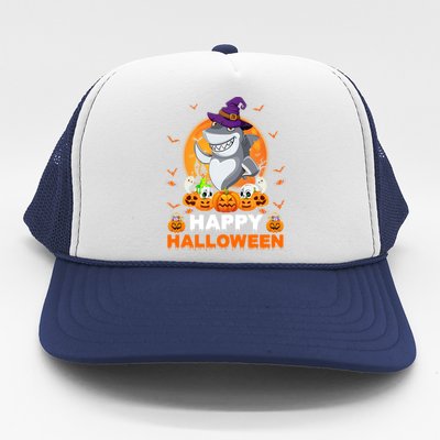 Boo Ghost Scary Pumpkin Moon Witch Shark Halloween Gift Trucker Hat