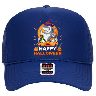 Boo Ghost Scary Pumpkin Moon Witch Shark Halloween Gift High Crown Mesh Back Trucker Hat