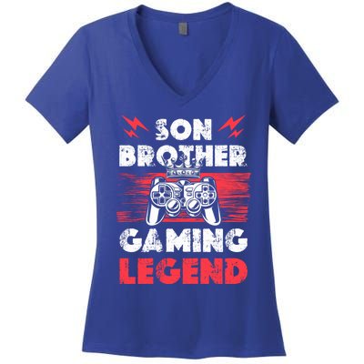 Brother Gaming Son Brother Gaming Legend Gaming Brothers Gift Women's V-Neck T-Shirt