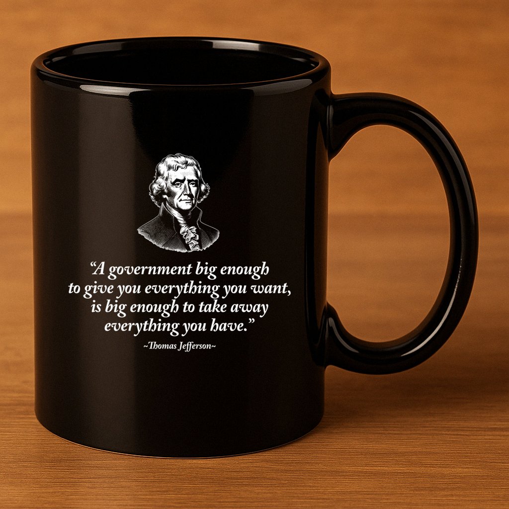 Big Governt Thomas Jefferson Quote Meaningful Gift 11oz C Handle Ceramic Mug