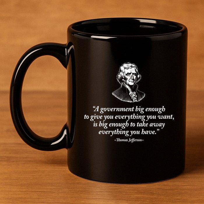 Big Governt Thomas Jefferson Quote Meaningful Gift 11oz C Handle Ceramic Mug