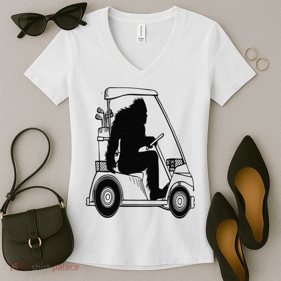 Bigfoot Golf Tee Sasquatch Driving Golf Women's V-Neck T-Shirt
