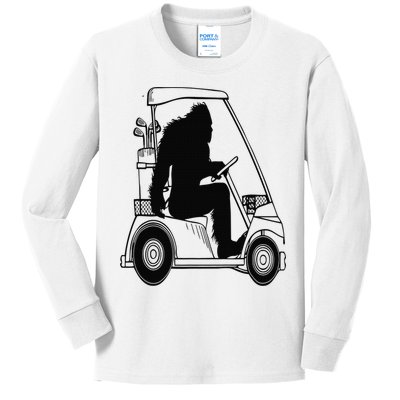 Bigfoot Golf Tee Sasquatch Driving Golf Kids Long Sleeve Shirt
