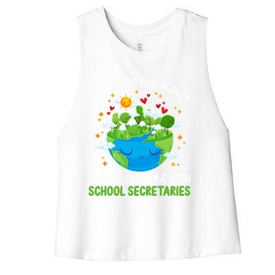 Be Good To Our Planet With School Secretaries Earth Day Gift Women's Racerback Cropped Tank