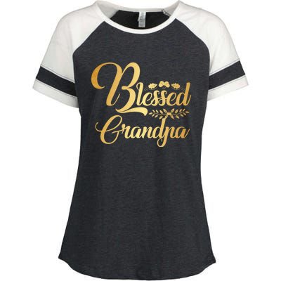 Blessed Grandpa Thanksgiving Great Gift Enza Ladies Jersey Colorblock Tee