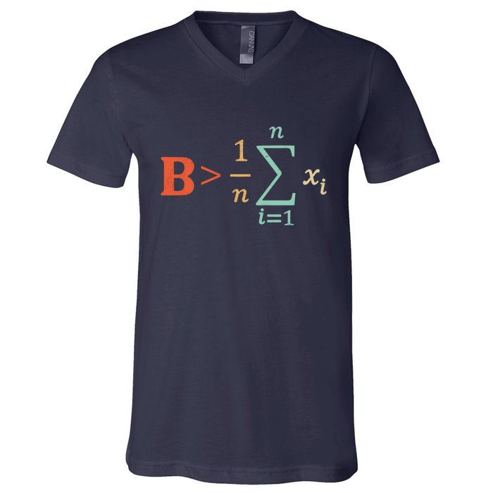 Be Greater Than Average Funny Math Teacher Nerd V-Neck T-Shirt