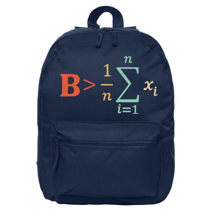 Be Greater Than Average Funny Math Teacher Nerd 16 in Basic Backpack