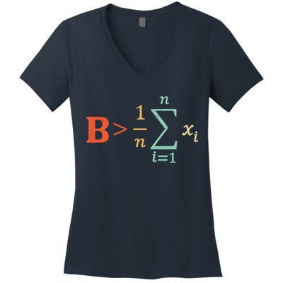 Be Greater Than Average Funny Math Teacher Nerd Women's V-Neck T-Shirt