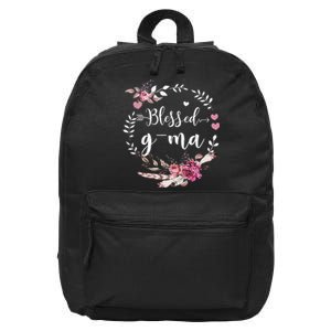 Blessed GMa Thanksgiving Floral Funny Gifts 16 in Basic Backpack