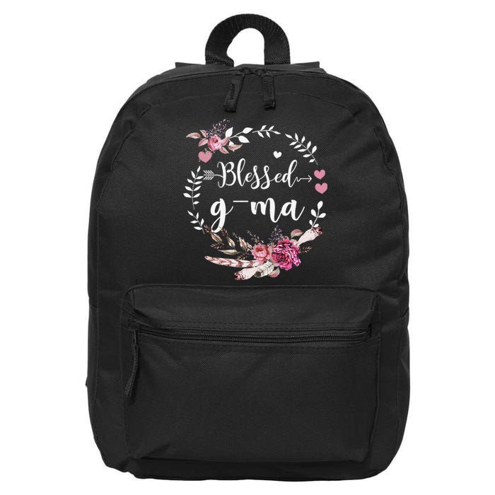 Blessed GMa Thanksgiving Floral Funny Gifts 16 in Basic Backpack