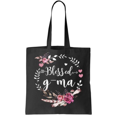 Blessed GMa Thanksgiving Floral Funny Gifts Tote Bag