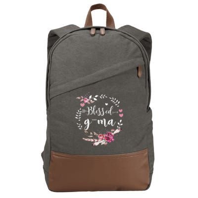 Blessed GMa Thanksgiving Floral Funny Gifts Cotton Canvas Backpack