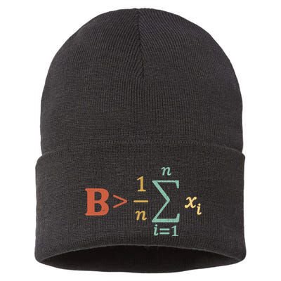 Be Greater Than Average Funny Math Teacher Nerd Sustainable Knit Beanie