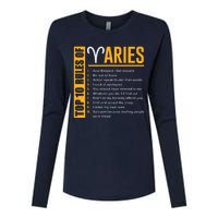 Birthday Gifts Top 10 Rules Of Aries Zodiac Womens Cotton Relaxed Long Sleeve T-Shirt