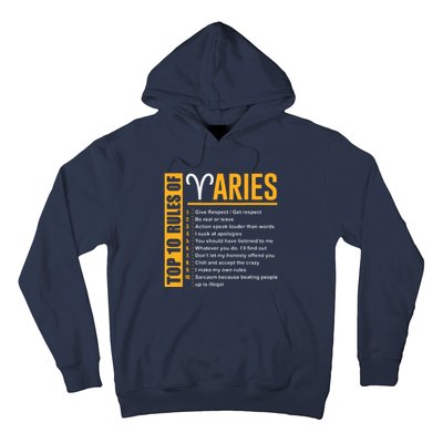 Birthday Gifts Top 10 Rules Of Aries Zodiac Hoodie