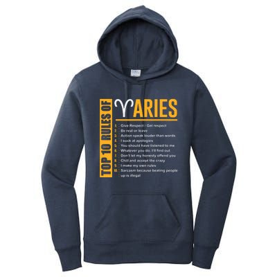 Birthday Gifts Top 10 Rules Of Aries Zodiac Women's Pullover Hoodie